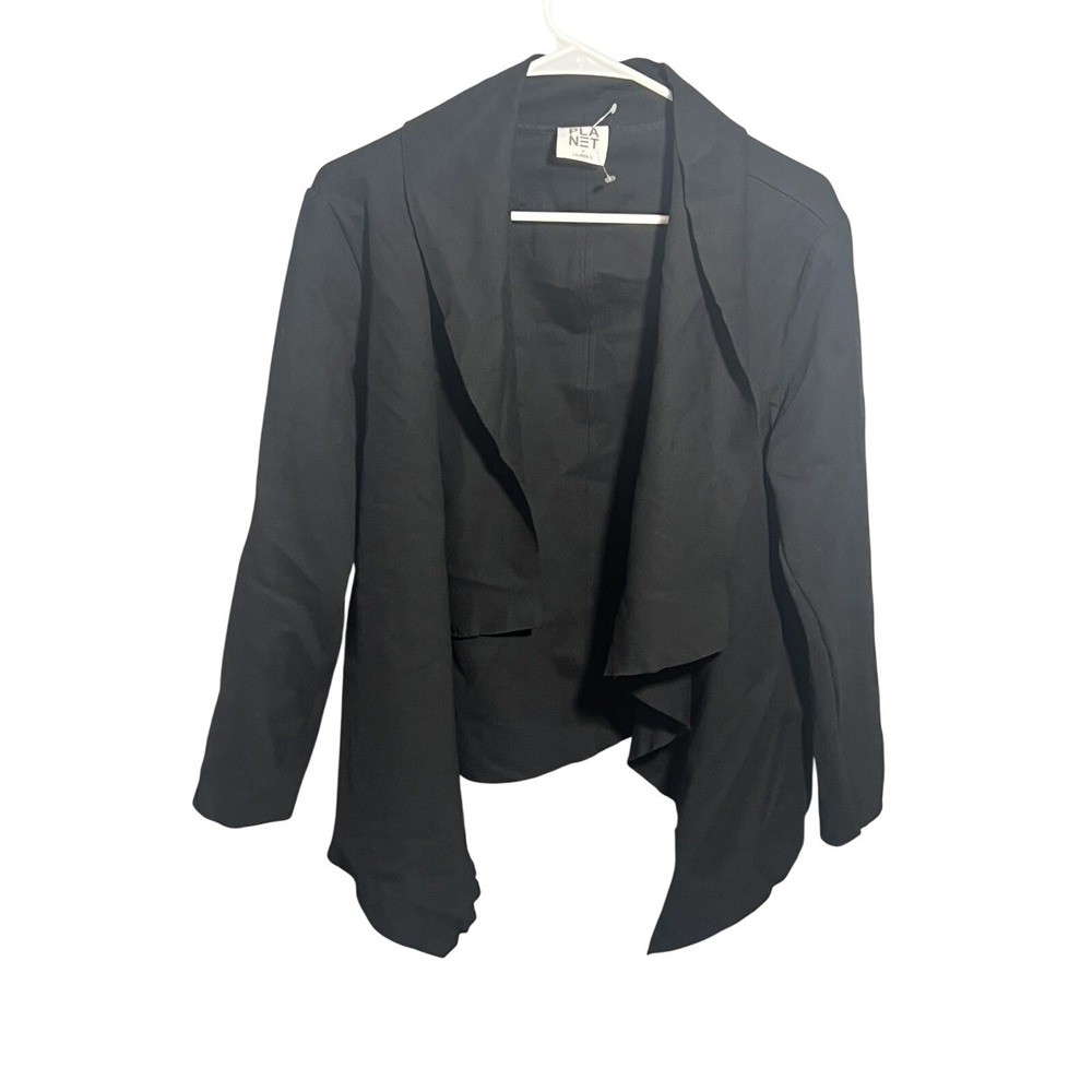 PLANET by LAUREN G Women's Black Draped Open Front‎ Jacket Blazer Size 2